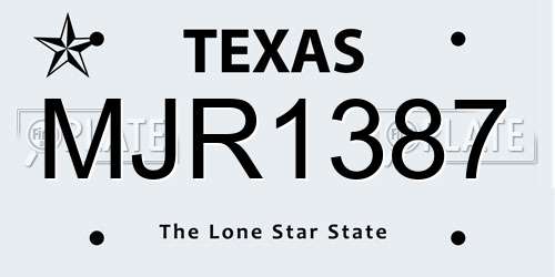 MJR1387 Texas License Plate