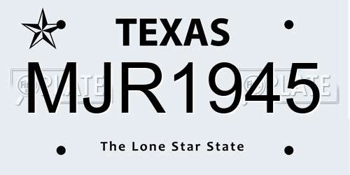 MJR1945 Texas License Plate