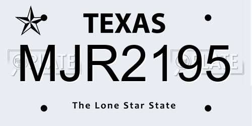 MJR2195 Texas License Plate