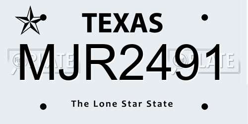 MJR2491 Texas License Plate