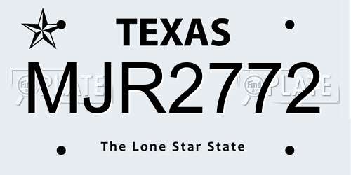 MJR2772 Texas License Plate