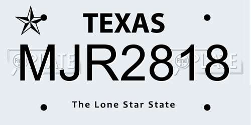 MJR2818 Texas License Plate
