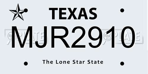 MJR2910 Texas License Plate