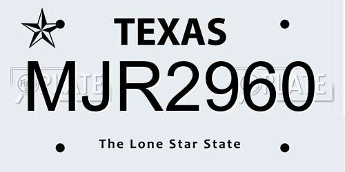 MJR2960 Texas License Plate