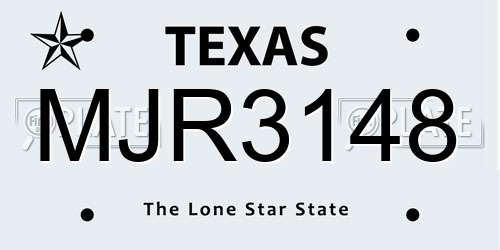 MJR3148 Texas License Plate