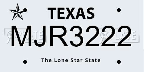MJR3222 Texas License Plate