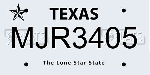 MJR3405 Texas License Plate