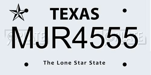 MJR4555 Texas License Plate