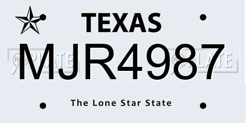 MJR4987 Texas License Plate