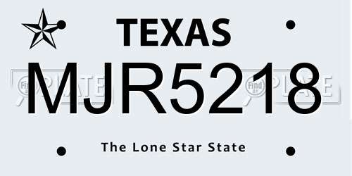 MJR5218 Texas License Plate