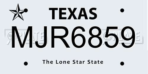 MJR6859 Texas License Plate
