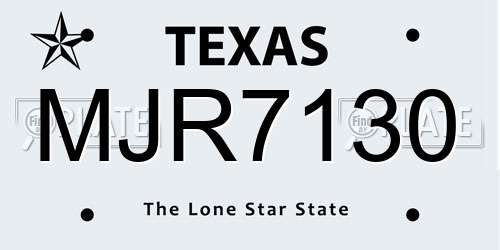 MJR7130 Texas License Plate