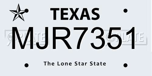 MJR7351 Texas License Plate