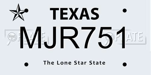 MJR751 Texas License Plate