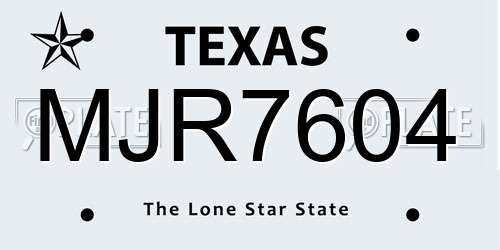MJR7604 Texas License Plate