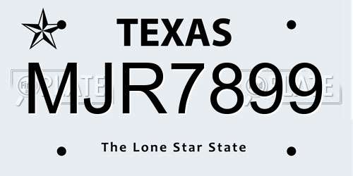 MJR7899 Texas License Plate