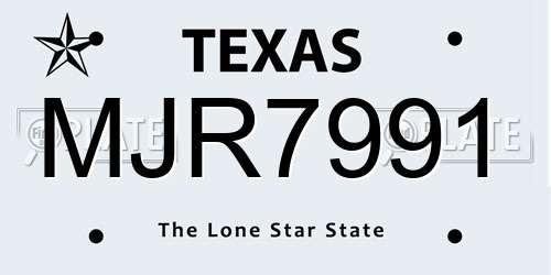 MJR7991 Texas License Plate