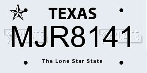 MJR8141 Texas License Plate