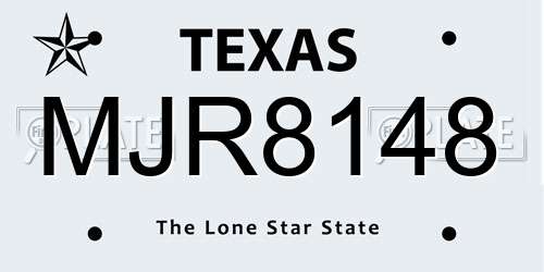 MJR8148 Texas License Plate