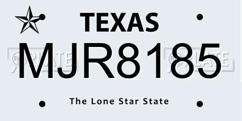 MJR8185 Texas License Plate