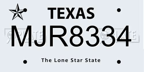 MJR8334 Texas License Plate