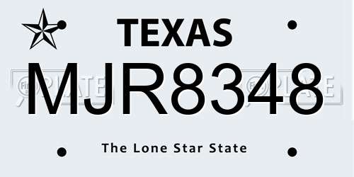 MJR8348 Texas License Plate