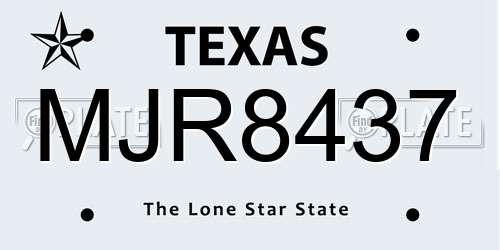 MJR8437 Texas License Plate
