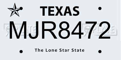 MJR8472 Texas License Plate