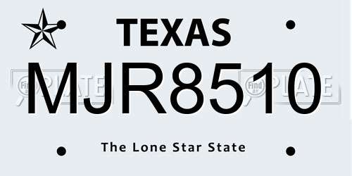 MJR8510 Texas License Plate