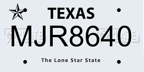 MJR8640 Texas License Plate