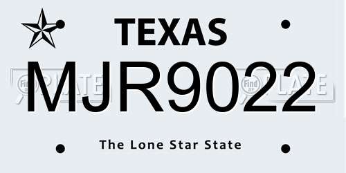 MJR9022 Texas License Plate