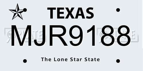 MJR9188 Texas License Plate