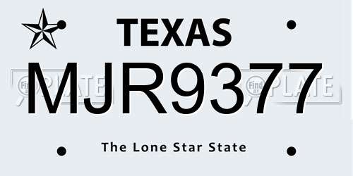 MJR9377 Texas License Plate