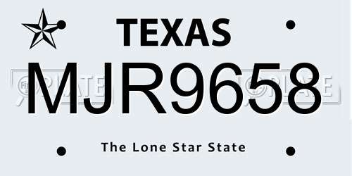 MJR9658 Texas License Plate