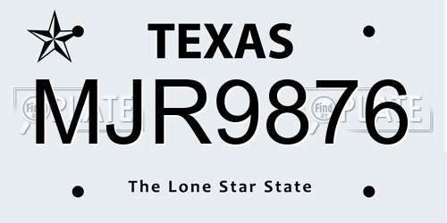 MJR9876 Texas License Plate