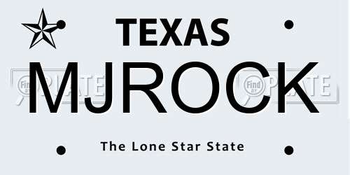 MJROCK Texas License Plate