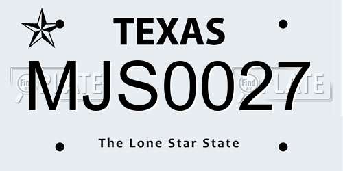 MJS0027 Texas License Plate