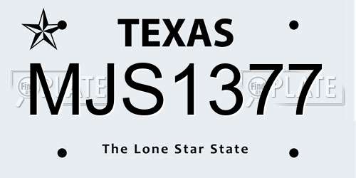 MJS1377 Texas License Plate