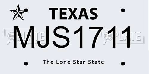 MJS1711 Texas License Plate