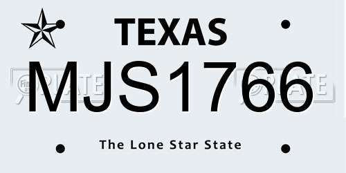 MJS1766 Texas License Plate