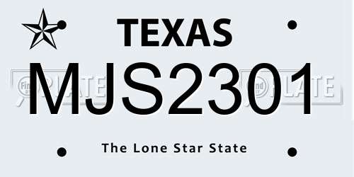 MJS2301 Texas License Plate