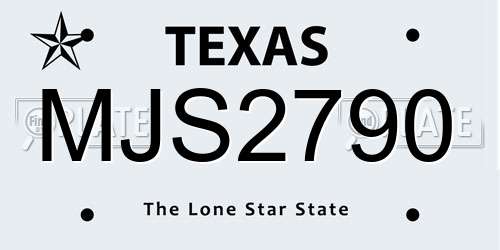 MJS2790 Texas License Plate
