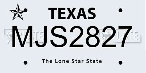 MJS2827 Texas License Plate