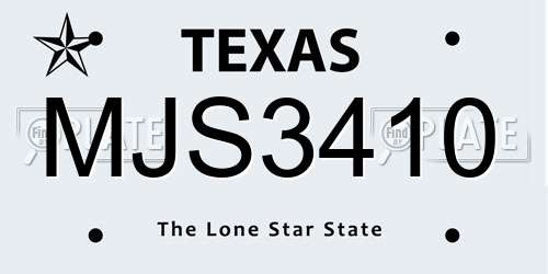 MJS3410 Texas License Plate