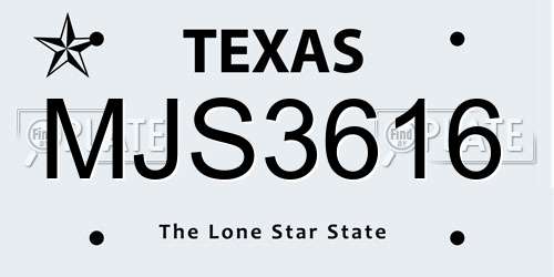 MJS3616 Texas License Plate
