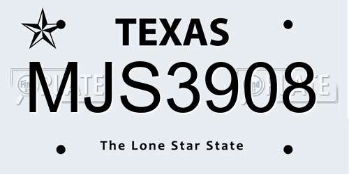 MJS3908 Texas License Plate