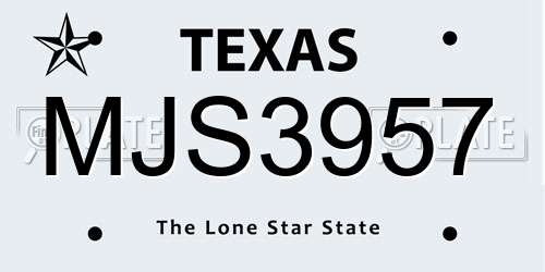 MJS3957 Texas License Plate