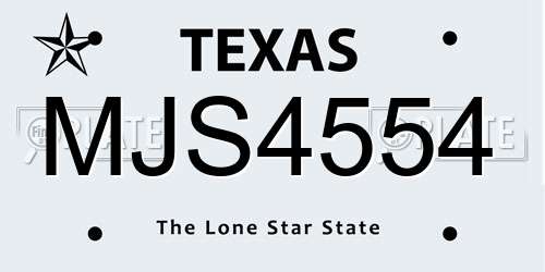 MJS4554 Texas License Plate