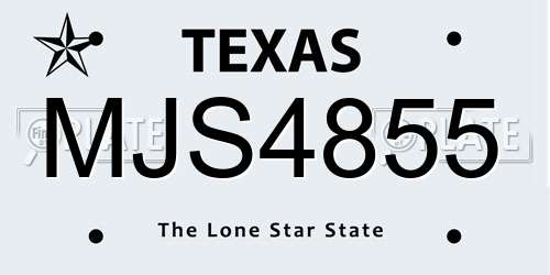 MJS4855 Texas License Plate