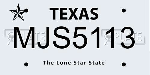 MJS5113 Texas License Plate